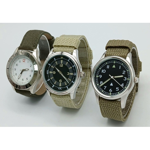 1098 - Three Unworn Ex Display Military, Design Watches, Comprising; 1) A 1940’s Design British RAF Navigat... 