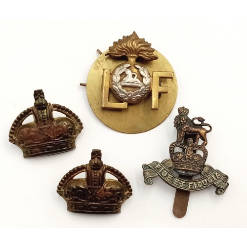 1182 - A Parcel of 11 Vintage Military Badges, Buckles Etc. Including Artillery Leather Belt Buckle. From t... 