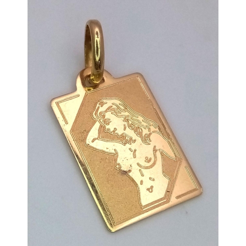 1536 - An 18K Yellow Gold Erotic Pendant. 2,5cm. 1.7g