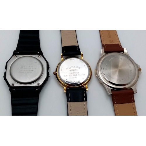 1035 - A Parcel of Three Men’s Watches in Very Good Condition Comprising: 1) A Gold-Plated Rotary Date Watc... 