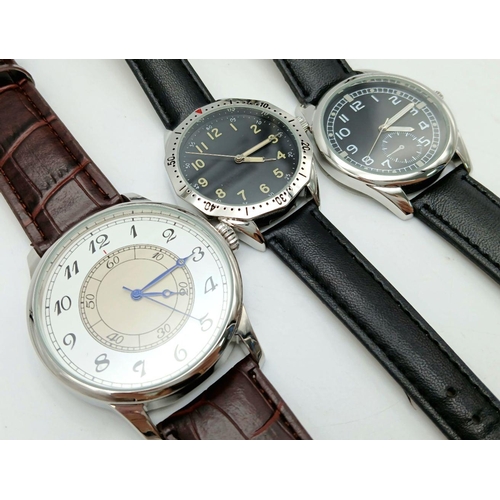 1091 - A Parcel of Three, Leather Strapped, Unworn Military Design Watches Comprising; 1) A 1930’s Design J... 