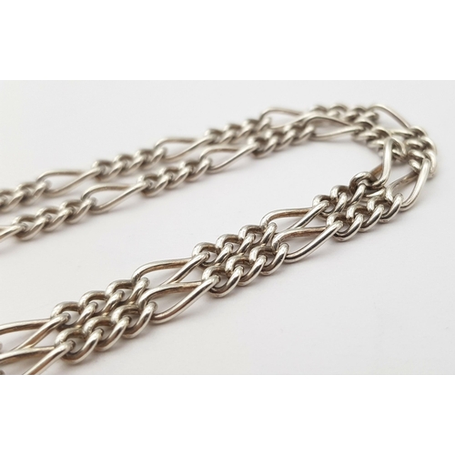 695 - An Albert Chain Sterling Silver Necklace. 44cm. 15g