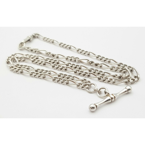 695 - An Albert Chain Sterling Silver Necklace. 44cm. 15g