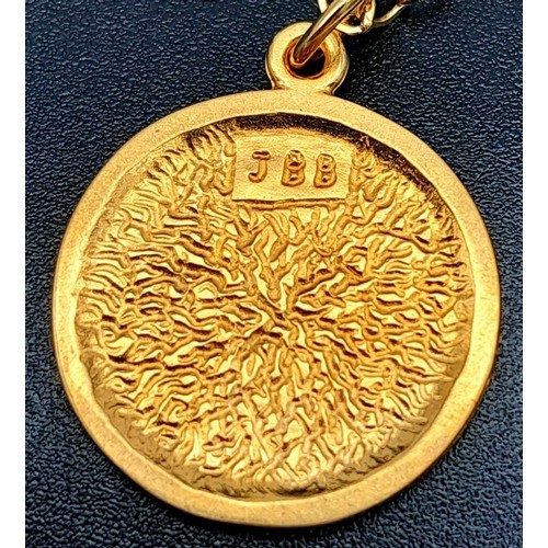 787 - A Gold Filled Coin Pendant Necklace. Measures 42cm in length.