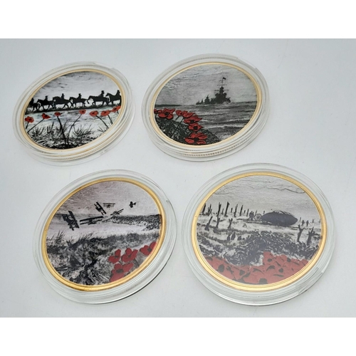 1537 - A Set of Four ‘War Poppy Collection’ Coins by Jacqueline Hurley in Support of Combat Stress. Mint Co... 