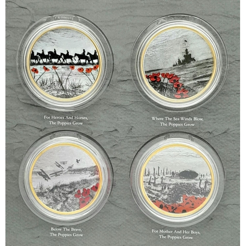 1537 - A Set of Four ‘War Poppy Collection’ Coins by Jacqueline Hurley in Support of Combat Stress. Mint Co... 