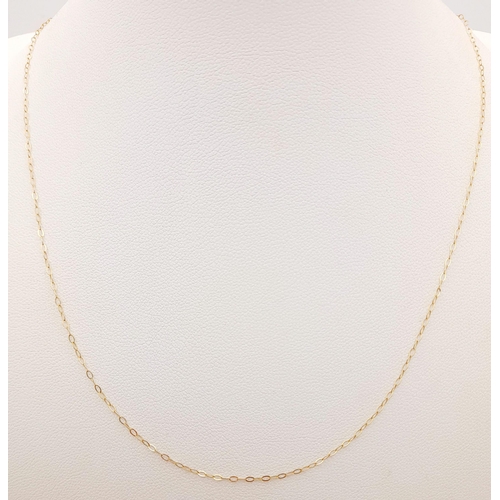 1538 - A 9K Yellow Gold Disappearing Necklace. 42cm. 0.35g