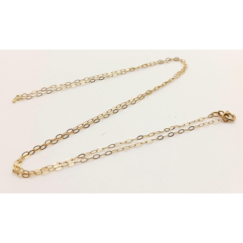 1538 - A 9K Yellow Gold Disappearing Necklace. 42cm. 0.35g