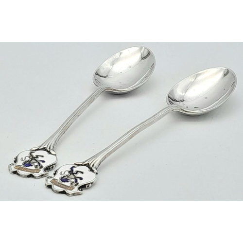 1539 - Two Sterling Silver and Enamel Name Teaspoons. If your name is Emmanuel, this is your lucky day! 11c... 