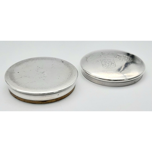 1549 - A 925 Silver Trinket Box. Gilded interior. 4.6cm diameter, 37g weight.