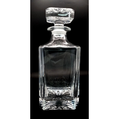 1487 - A Cut-Glass Drinks Decanter with a Spirit of Ecstasy Engraving. 23cm tall.