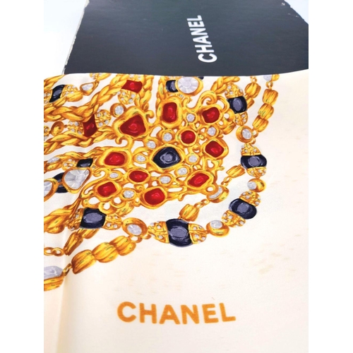 161 - A CHANEL, 100% silk, limited edition scarf and with original presentation box. Dimensions: 90 x 90 c... 