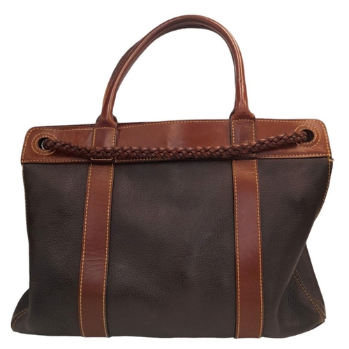 295 - A Mulberry Brown Leather 'Piccadilly' Handbag. Brown leather textured exterior with brown leather tr... 