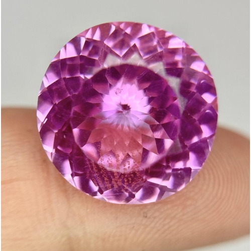 361 - A Fancy 17ct Round Cut Pink Kunzite Gemstone. No eye-visible marks or inclusions. No certificate so ... 