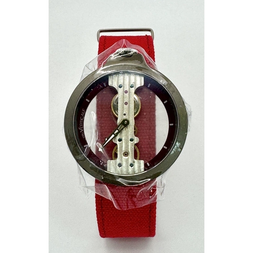 487 - A Verticale Mechanical Top Winder Gents Watch. Red textile strap. Ceramic skeleton case - 42mm. As n... 