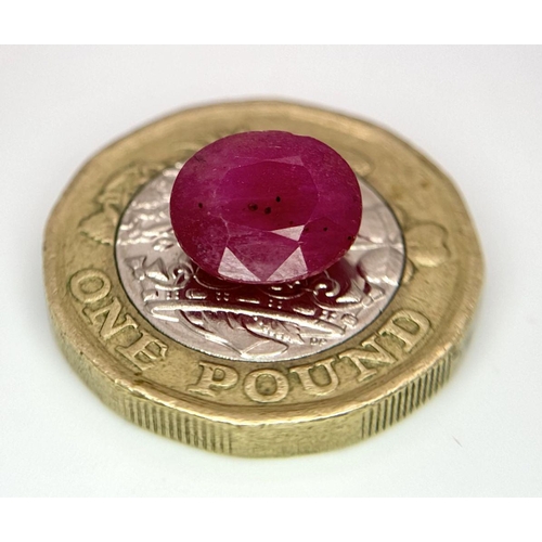 1475 - A 3.84ct Faceted Ruby. Oval Shape. IGL&I Certified. Ref: VU72