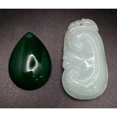 1499 - TWO PIECES OF JADE - 1 CARVED AND 1 POLISHED. REF: A/S 1005.