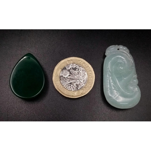 1499 - TWO PIECES OF JADE - 1 CARVED AND 1 POLISHED. REF: A/S 1005.