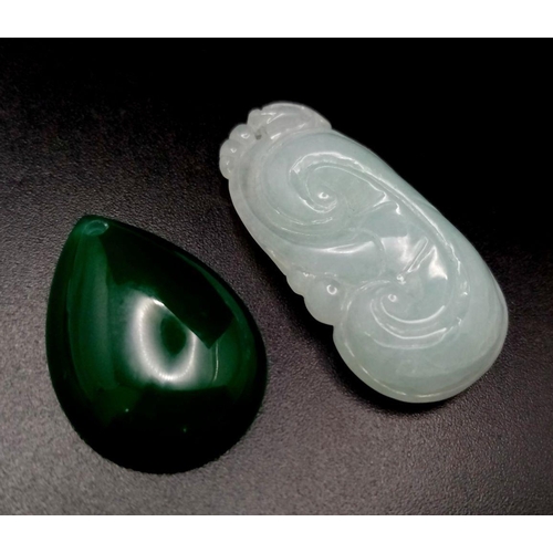 1499 - TWO PIECES OF JADE - 1 CARVED AND 1 POLISHED. REF: A/S 1005.