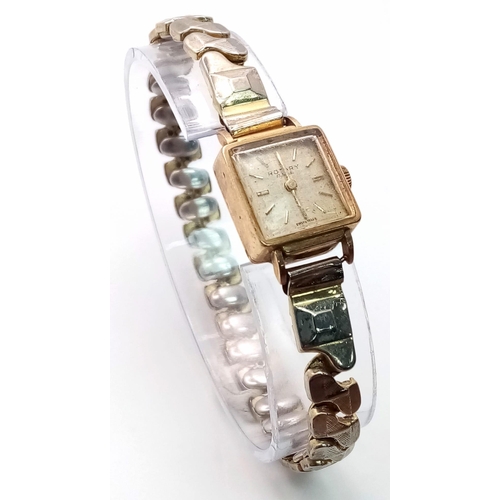 1472 - A Vintage 9K Yellow Gold Cased Rotary Ladies Watch. Not currently working so a/f. 14.5g total weight... 