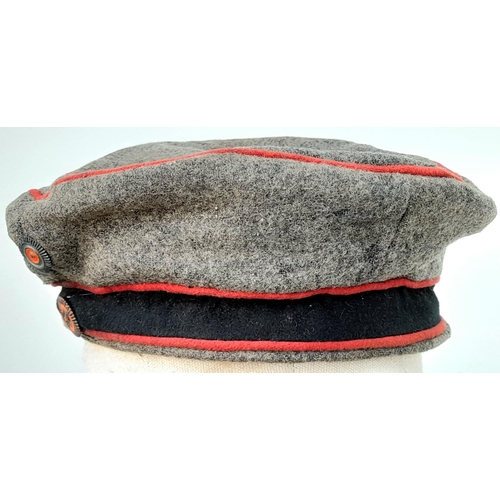 159 - WW1 Imperial German/Prussian Artillery Pioneers Feldmütz Pork Pie Hat. A few moth nips here and ther... 