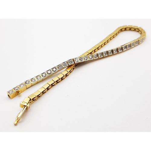 165 - A 18K YELLOW GOLD 1.50CT DIAMOND BRACELET. TOTAL WEIGHT 12.6G. REF BL 6001.