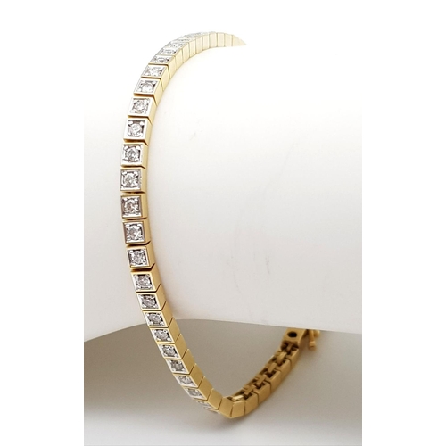 165 - A 18K YELLOW GOLD 1.50CT DIAMOND BRACELET. TOTAL WEIGHT 12.6G. REF BL 6001.