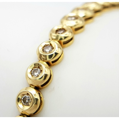 172 - A 18K YELLOW GOLD 1.00CT DIAMOND BRACELET. TOTAL WEIGHT 11.4G. REF BL 6002