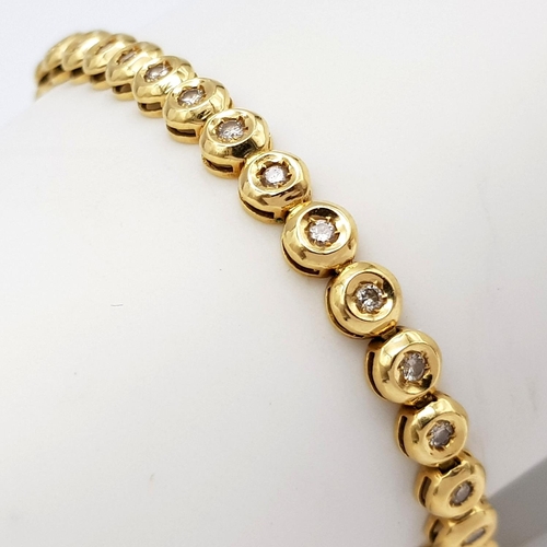 172 - A 18K YELLOW GOLD 1.00CT DIAMOND BRACELET. TOTAL WEIGHT 11.4G. REF BL 6002