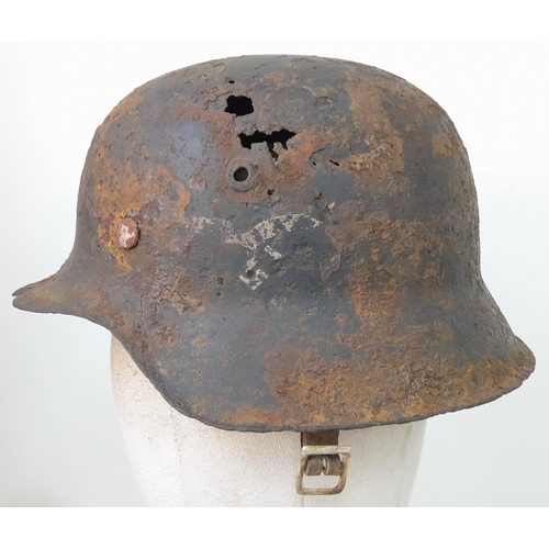 180 - WW2 German Luftwaffe M42 Helmet. found near Bayeux, Normandy, France.