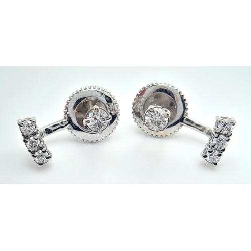 207 - A PAIR OF 18K WHITE GOLD 0.30CT DIAMOND EARRINGS. TOTAL WEIGHT 3.4G. REF BL 6004