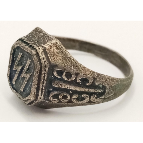 236 - 3rd Riech Waffen SS Lightning Bolt Runes Silver Kanteen Ring. UK Size “V” US Size 10.5. So called a ... 