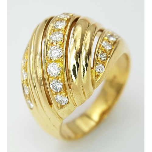 26 - An 18K YELLOW GOLD FANCY DIAMOND SET RING 0.50CT, 9.9G TOTAL WEIGHT, SIZE M.

ref: SC 6063