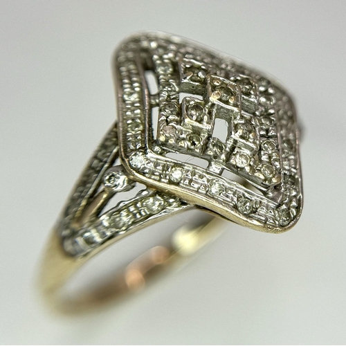 278 - A 9K YELLOW GOLD FANCY DIAMOND RING 2.8G TOTAL WEIGHT, SIZE P 1/2.

ref: SC 6025