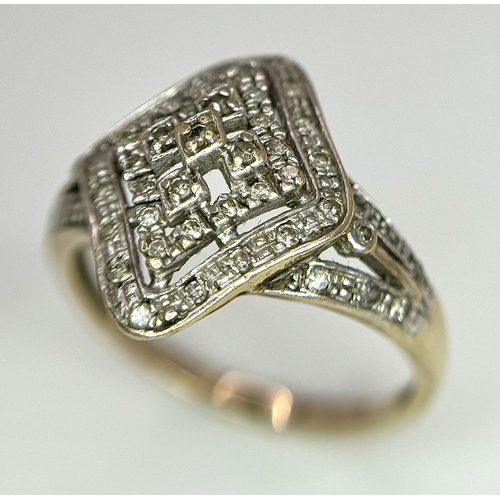 278 - A 9K YELLOW GOLD FANCY DIAMOND RING 2.8G TOTAL WEIGHT, SIZE P 1/2.

ref: SC 6025