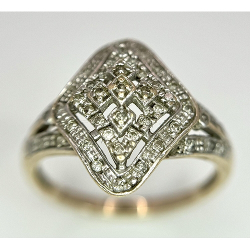 278 - A 9K YELLOW GOLD FANCY DIAMOND RING 2.8G TOTAL WEIGHT, SIZE P 1/2.

ref: SC 6025