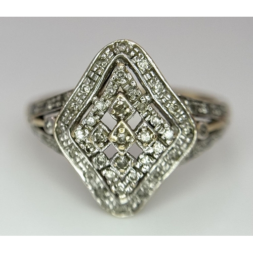 278 - A 9K YELLOW GOLD FANCY DIAMOND RING 2.8G TOTAL WEIGHT, SIZE P 1/2.

ref: SC 6025