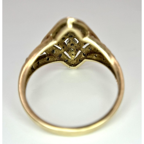 278 - A 9K YELLOW GOLD FANCY DIAMOND RING 2.8G TOTAL WEIGHT, SIZE P 1/2.

ref: SC 6025