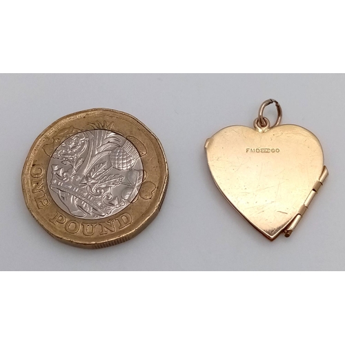 299 - A 9K YELLOW GOLD HEART LOCKET 2.9G TOTAL WEIGHT.

ref: SC 6002