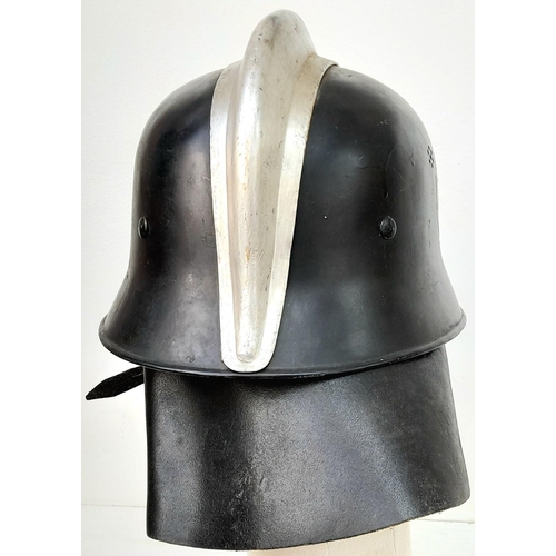 332 - WW2 German Feuerwehr (Fire Fighter) M34 Helmet with liner, Chin strap and Nape protector.