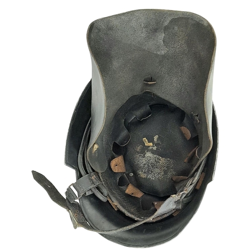 332 - WW2 German Feuerwehr (Fire Fighter) M34 Helmet with liner, Chin strap and Nape protector.