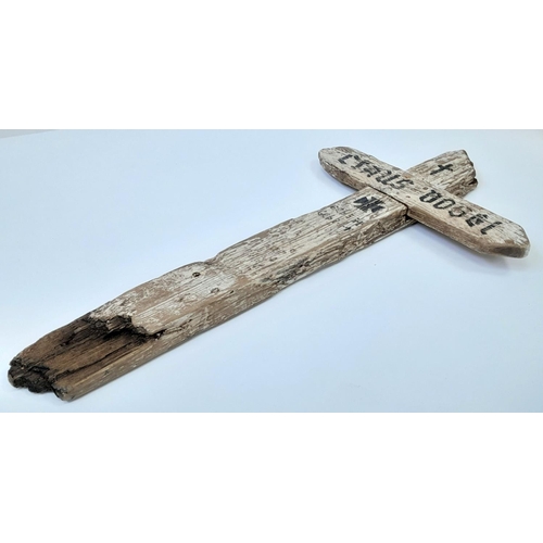 352 - WW2 Wooden Makeshift German Grave Marker from a Field Burial in Normandy, France. This was replaced ... 