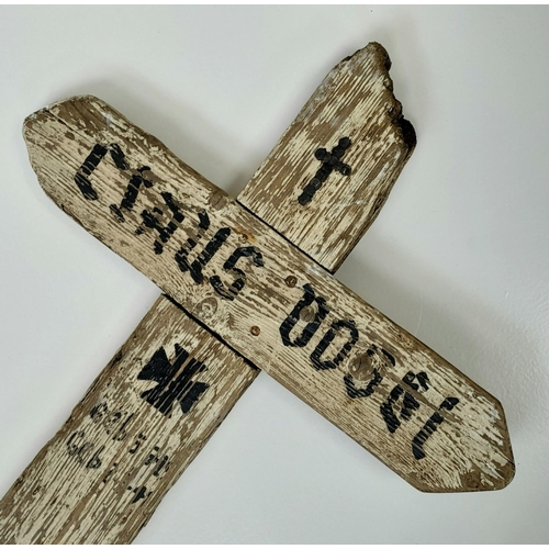 352 - WW2 Wooden Makeshift German Grave Marker from a Field Burial in Normandy, France. This was replaced ... 