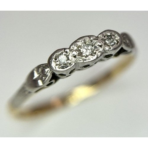 362 - A 18K YELLOW GOLD & PLATINUM VINTAGE DIAMOND RING 2G TOTAL WEIGHT, SIZE P 1/2.

ref: SC 6051 AS 14