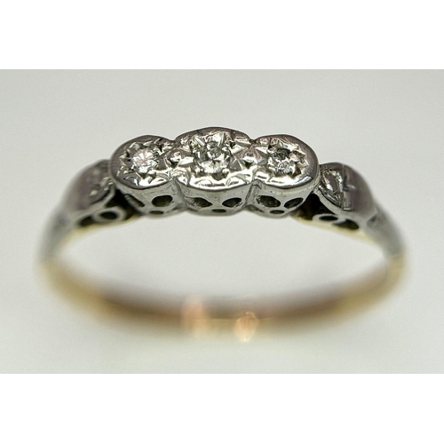 362 - A 18K YELLOW GOLD & PLATINUM VINTAGE DIAMOND RING 2G TOTAL WEIGHT, SIZE P 1/2.

ref: SC 6051 AS 14