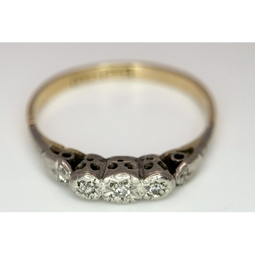 362 - A 18K YELLOW GOLD & PLATINUM VINTAGE DIAMOND RING 2G TOTAL WEIGHT, SIZE P 1/2.

ref: SC 6051 AS 14