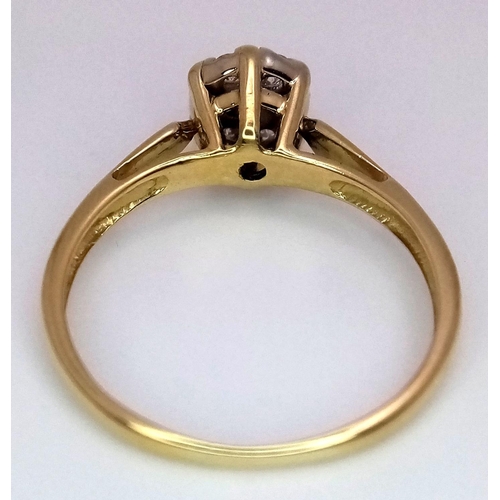 376 - 18K YELLOW GOLD DIAMOND RING. 0.25CT. 2.3G IN WEIGHT. SIZE N AND 1/2. Ref: SC 6053.