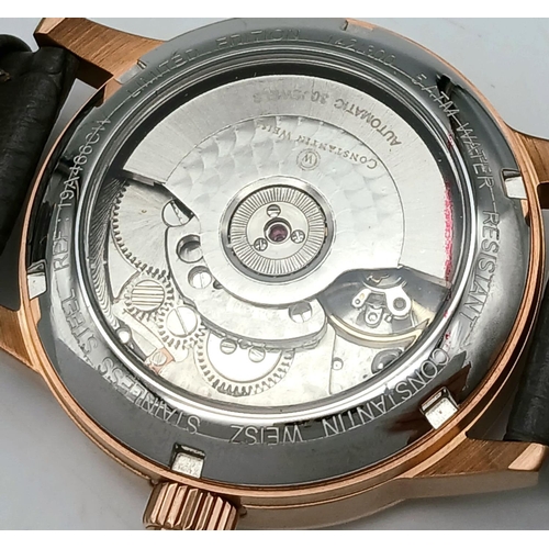 381 - A Limited Edition (142/300) Men’s Automatic Gold Tone Date Watch by Constantin Weisz. Comes with Tag... 