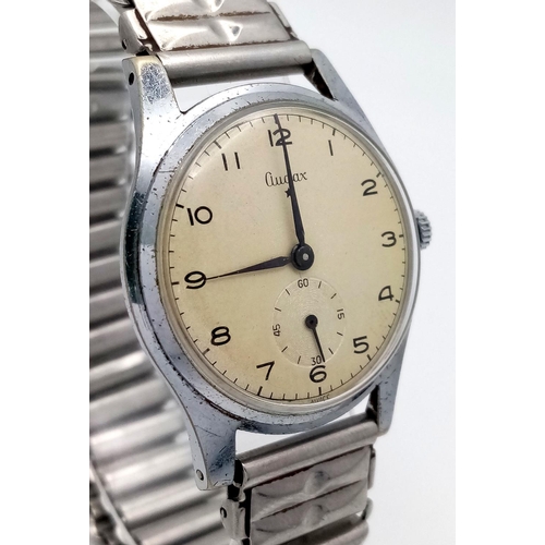 395 - A circa 1940’s Vintage Manual Wind Stainless Steel Officers
Watch by Audax Switzerland. Subsidiary D... 