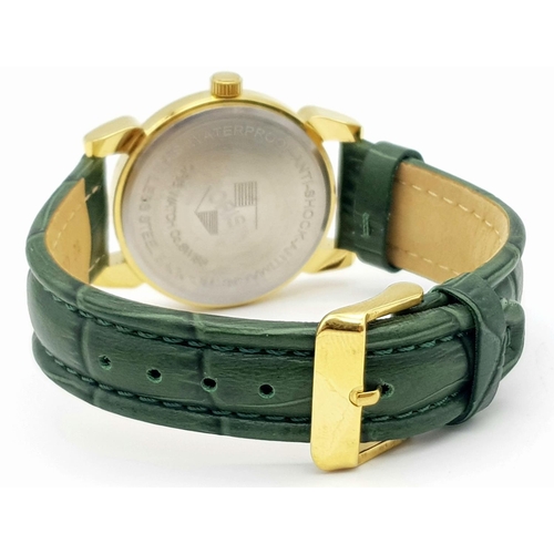 423 - A Very Good Condition Vintage, Gold Tone, Green Face, Oris Swiss Men’s Watch. 17 Jewel Manual Wind M... 